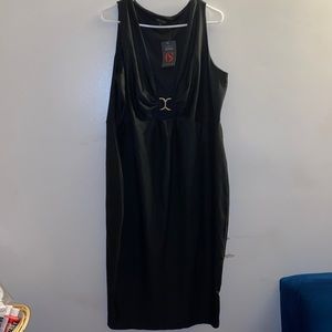 Sleeve less black silky dress